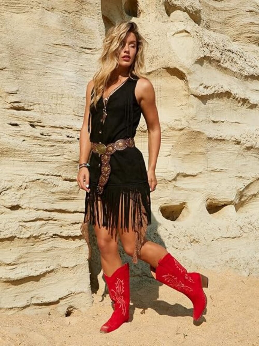 cowboy Boots For Women Western Cowgirl Boots Mid Calf Snip Toe - Picture 5 of 5